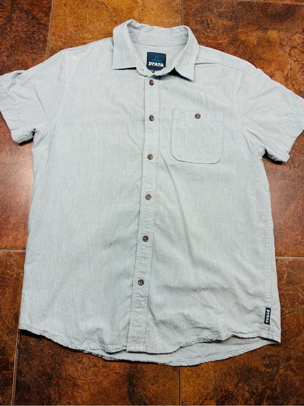 Prana Light Gray Short-Sleeve Button-Down Shirt